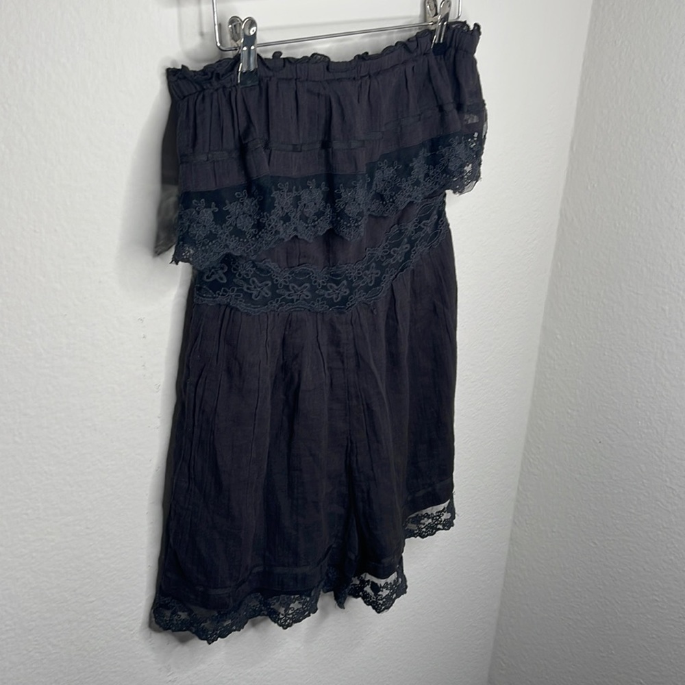 Urban Outfitters Strapless Romper with lace Navy S